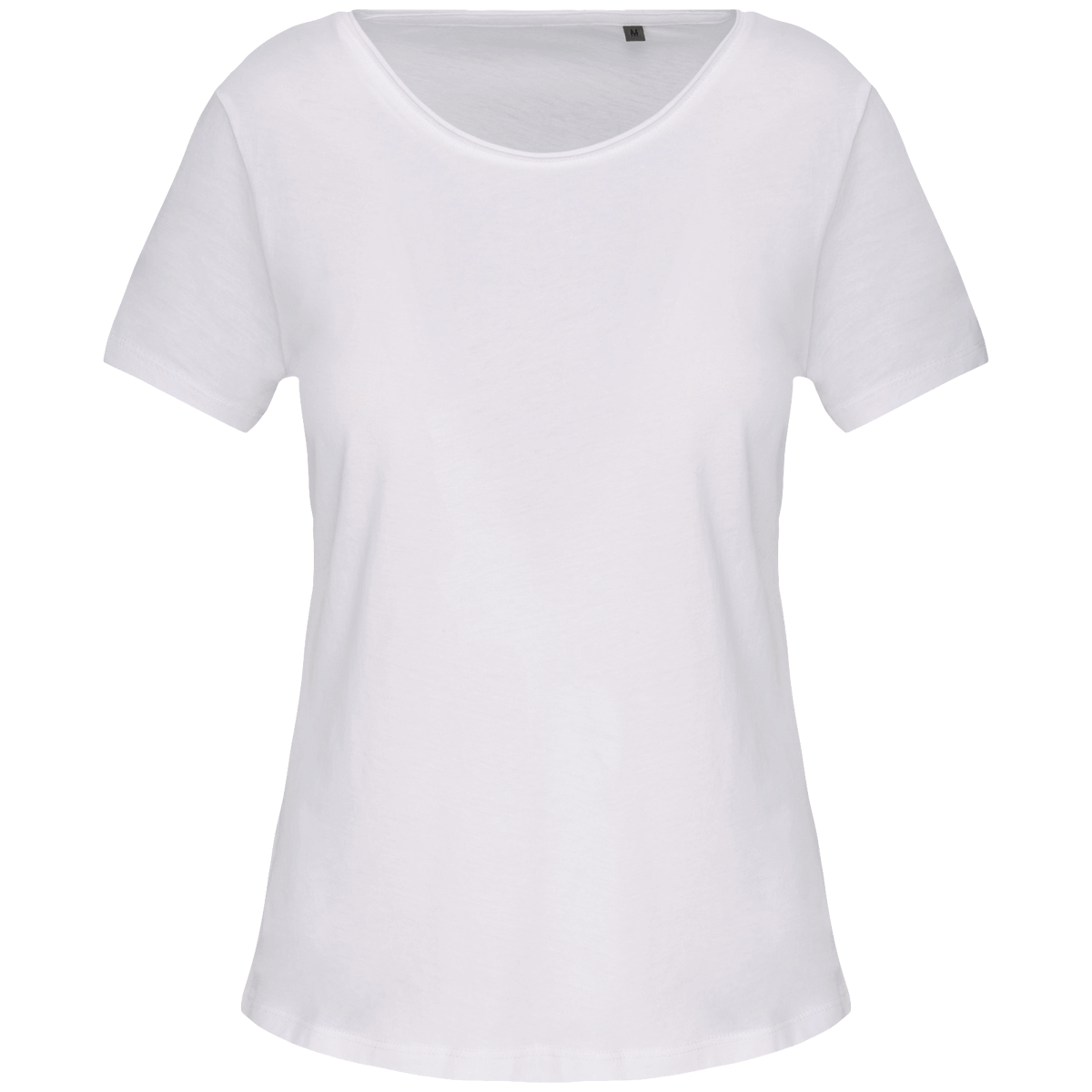 T-Shirt Bio Col À Bords Francs Manches Courtes Femme Personnalisable En Impression Et Broderie White