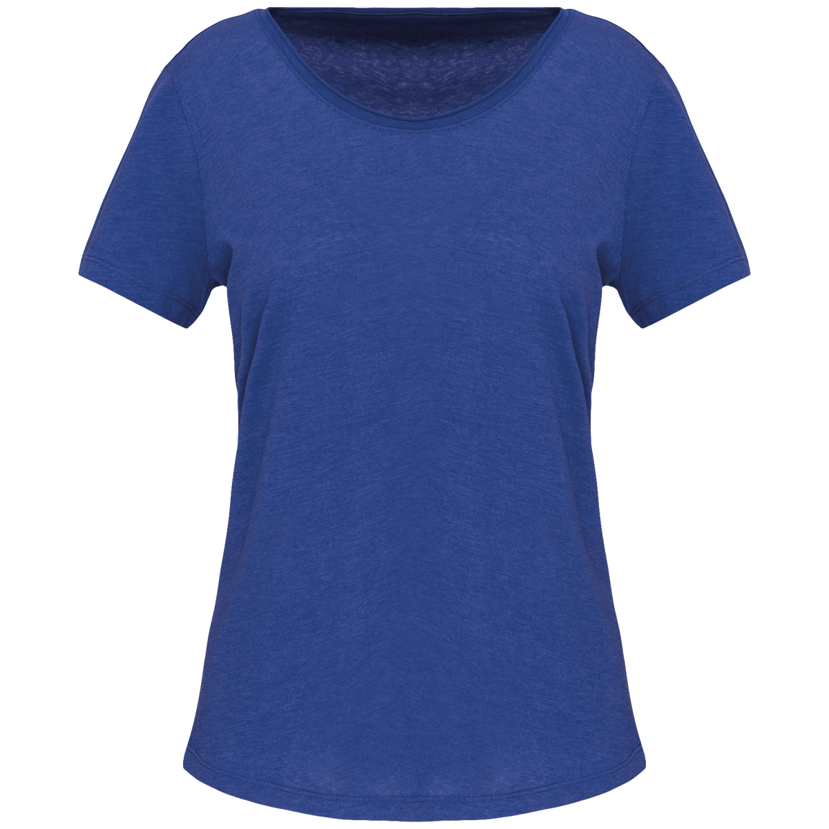 T-Shirt Bio Col À Bords Francs Manches Courtes Femme Personnalisable En Impression Et Broderie Ocean Blue Heather