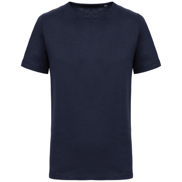 T-Shirt Bio Col À Bords Francs Manches Courtes Homme Personnalisable En Impression Et Broderie Navy