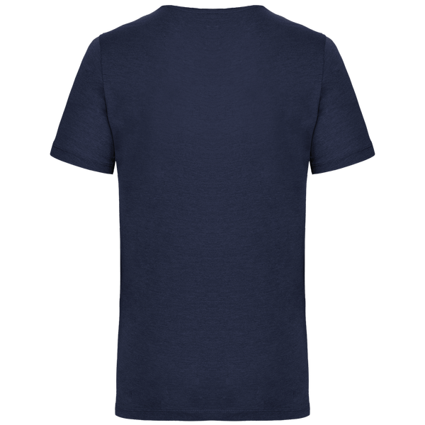 T shirt bio col a bords francs manches courtes homme dos Navy