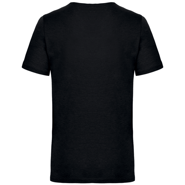 T shirt bio col a bords francs manches courtes homme dos Black