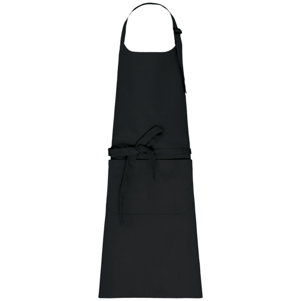 Tablier avec poche en coton bio face Black