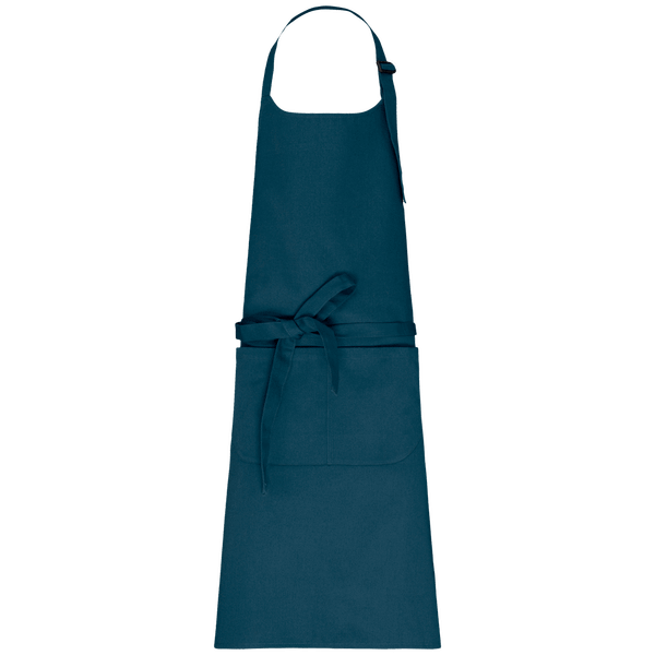 Schürze Mit Tasche Aus Bio-Baumwolle | 100% Bio-Baumwolle | Stickerei Und Flock Peacock Blue