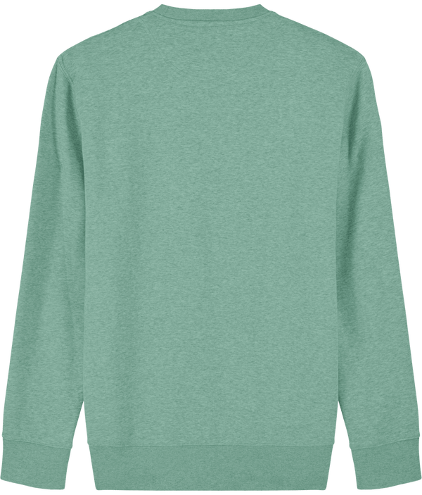 Sweat shirt col rond broderie bouclette dos Mid Heather Green