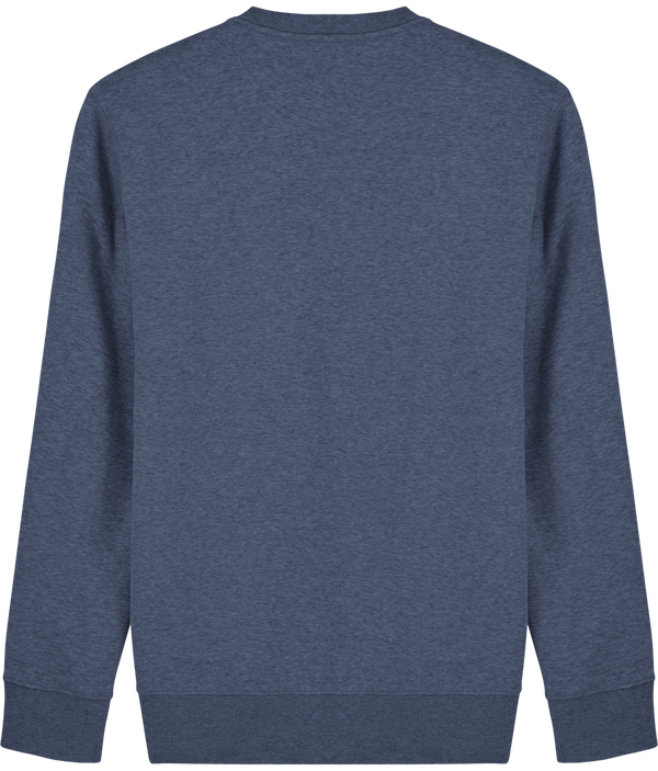 Sweat shirt col rond broderie bouclette dos Dark Heather Blue
