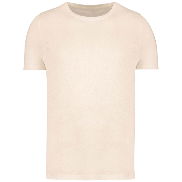 Leinen-T-Shirt Mit Rundhals Kurzarm Herren | 100% Leinen | Druck Und Stickerei Ivory