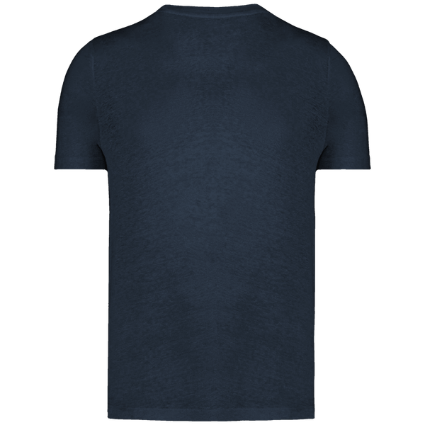 T shirt en lin manches courtes col rond homme dos Navy Blue