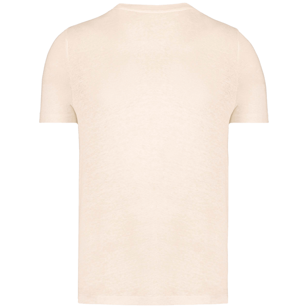 T shirt en lin manches courtes col rond homme dos Ivory