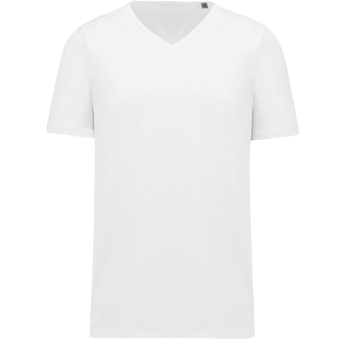 T-Shirt Supima Col V Manches Courtes Homme | 100% Coton Supima | Impression Et Broderie White