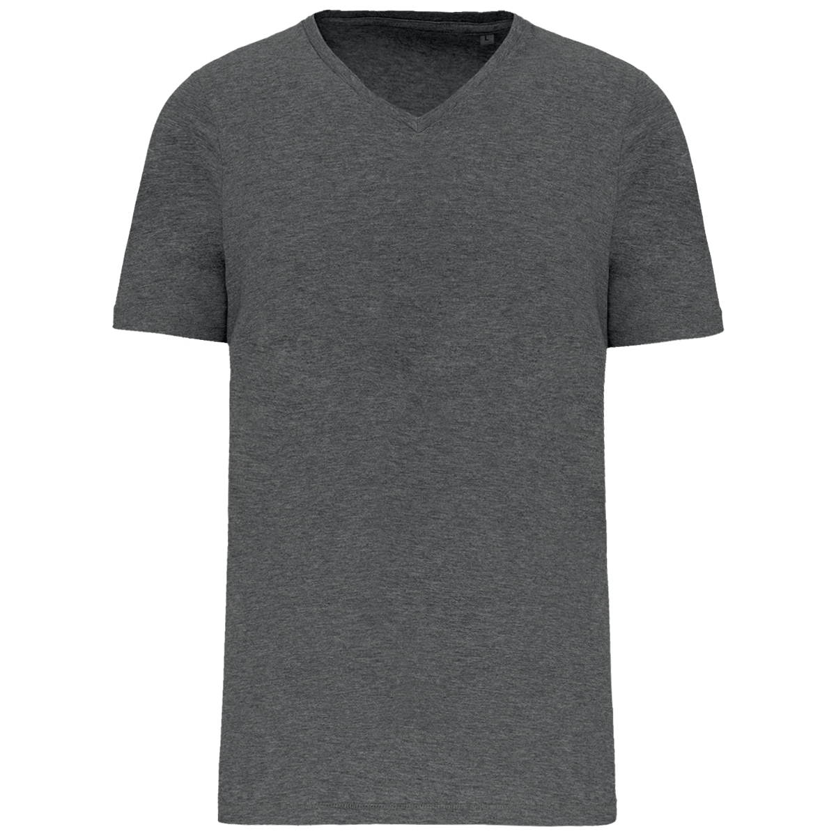 T-Shirt Supima Col V Manches Courtes Homme | 100% Coton Supima | Impression Et Broderie Grey Heather