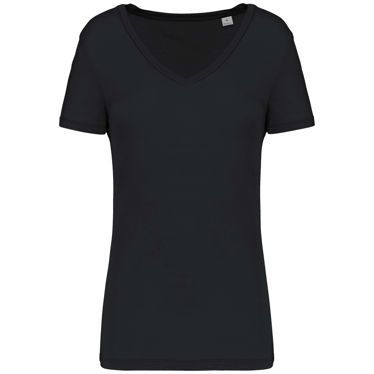 T-Shirt Col V Femme Touché Peau De Pêche | Impression Et Broderie Black