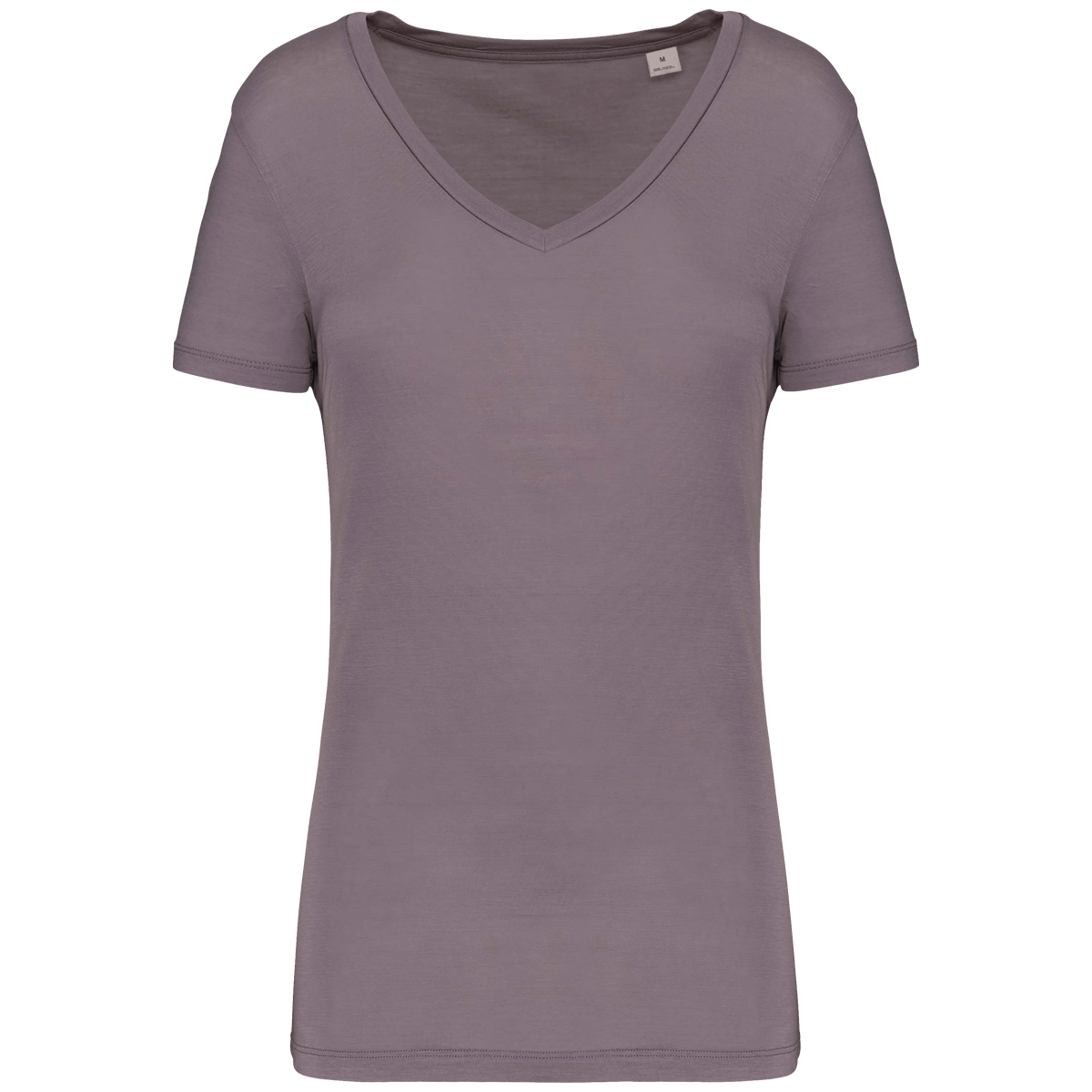 T-Shirt Col V Femme Touché Peau De Pêche | Impression Et Broderie Metal Grey