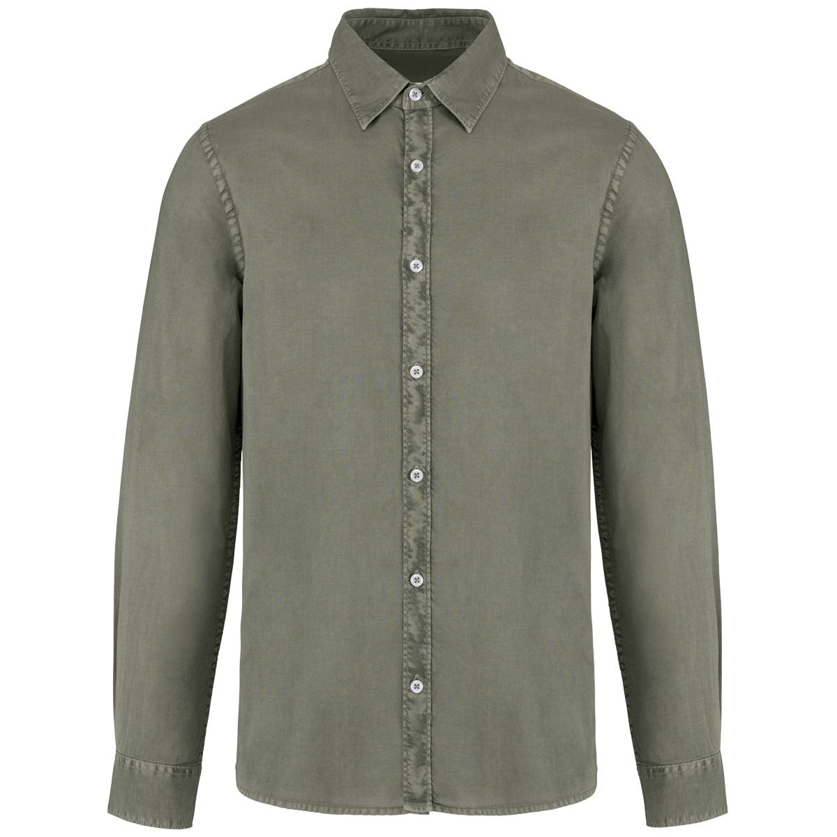 Chemise Washed Homme Bio | 100% Coton Twill Bio | Broderie Et Flocage Washed Pale Khaki