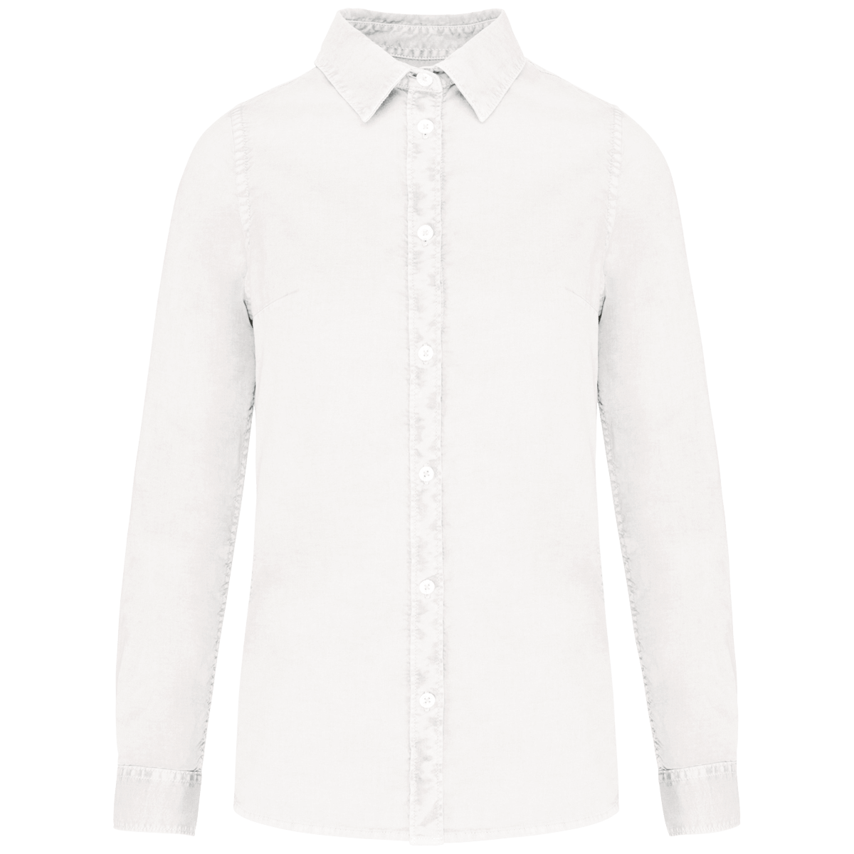 Chemise Washed Femme Bio | 100% Coton Twill Bio | Broderie Et Flocage Washed white