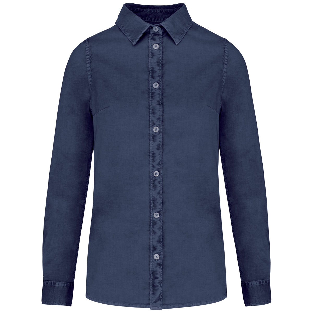 Chemise Washed Femme Bio | 100% Coton Twill Bio | Broderie Et Flocage Washed Navy