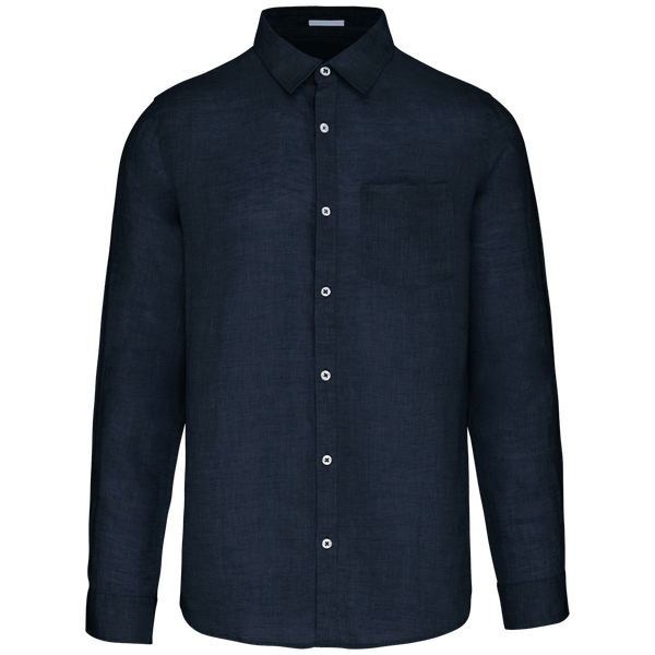 Chemise En Lin Homme | 100% Lin | Broderie Et Flocage  Navy Blue