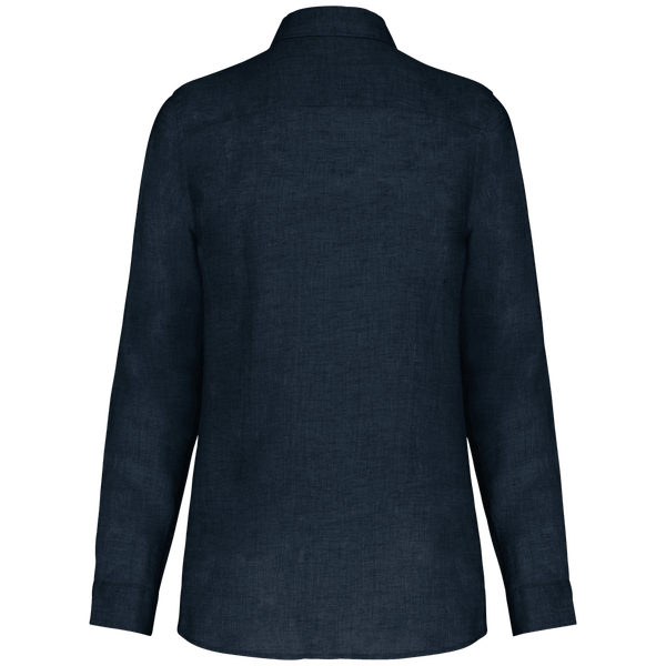 Leinenhemd Damen | 100% Leinen | Stickerei Und Flock Navy Blue