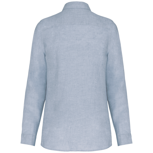 Leinenhemd Damen | 100% Leinen | Stickerei Und Flock Linen Blue