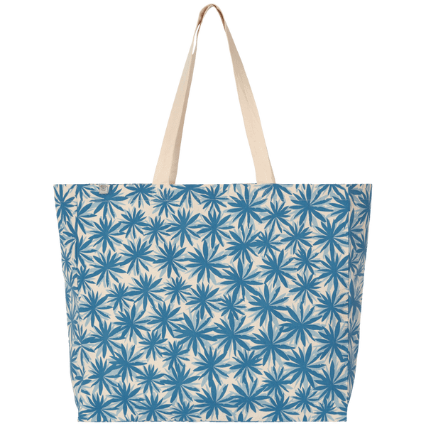 Sac Shopping À Motif | 100% Coton Bio Blue Flowers / Natural