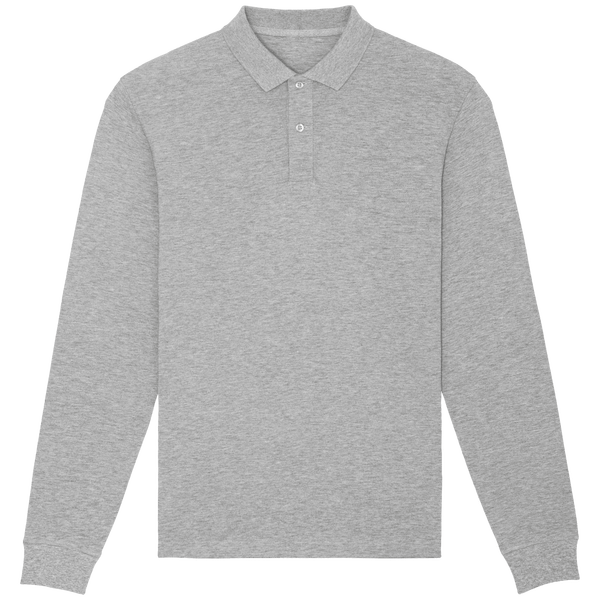 Polo homme stanley dedicator long sleeve face Heather Grey