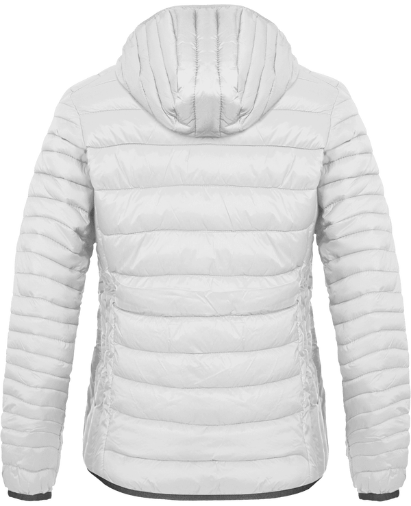 Hooded light down jacket women dos White