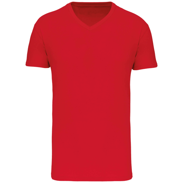 Custom Fitted Men's V-Neck T-Shirt On Tunetoo Red