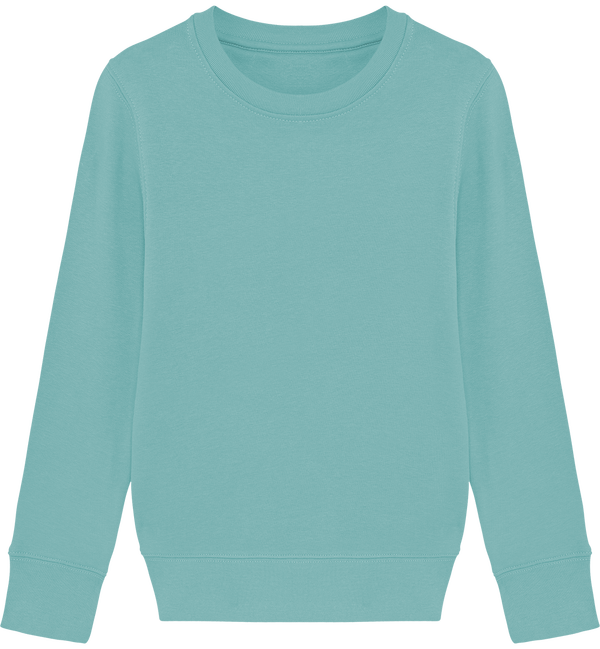 Sweat col rond enfant 300 gr mini changer face Teal Monstera