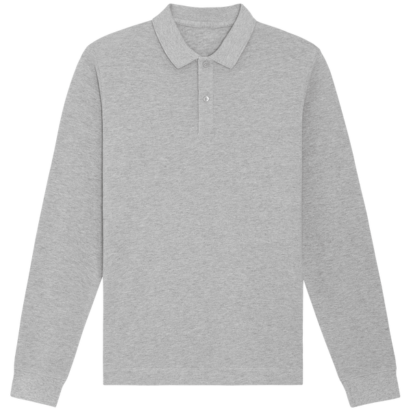 Polo unisexe manches longues bio prepster long sleeve face Heather Grey