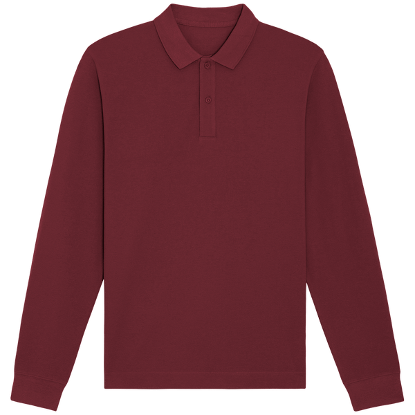 Polo unisexe manches longues bio prepster long sleeve face Burgundy