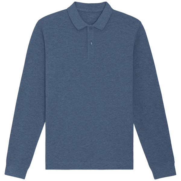 Polo unisexe manches longues bio prepster long sleeve face Dark Heather Blue