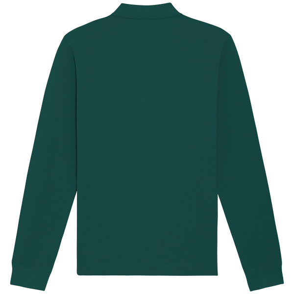 Polo unisexe manches longues bio prepster long sleeve dos Glazed Green