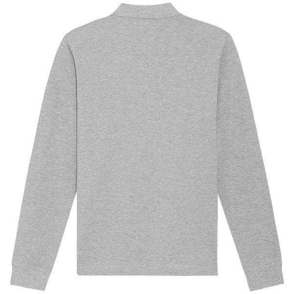 Polo unisexe manches longues bio prepster long sleeve dos Heather Grey