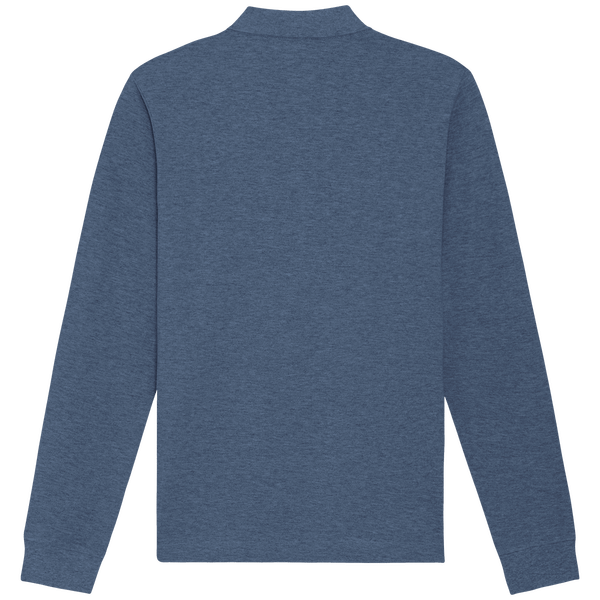 Polo unisexe manches longues bio prepster long sleeve dos Dark Heather Blue