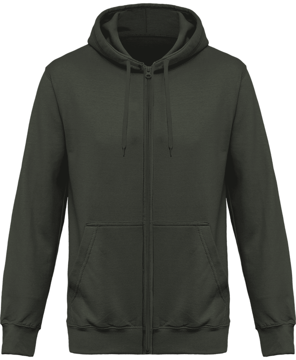 Hooded Zippered Sweatshirt Dark Khaki