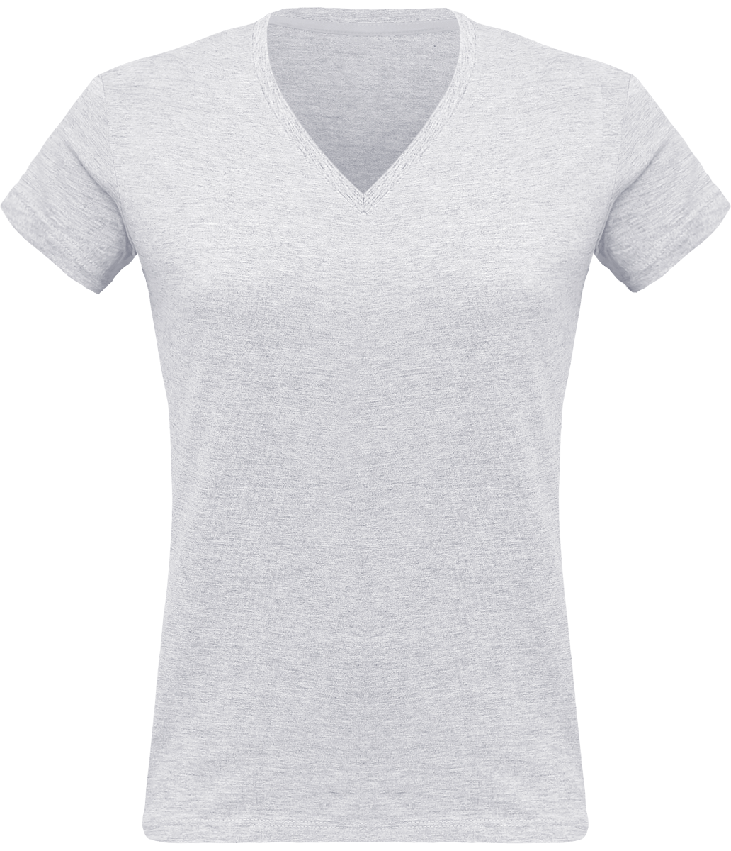 Personalized V Neck Tee-Shirt 180Gr Ash Heather