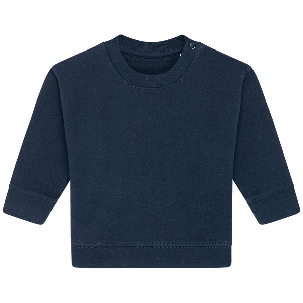 Sweat shirt a col rond bebe baby changer face French Navy