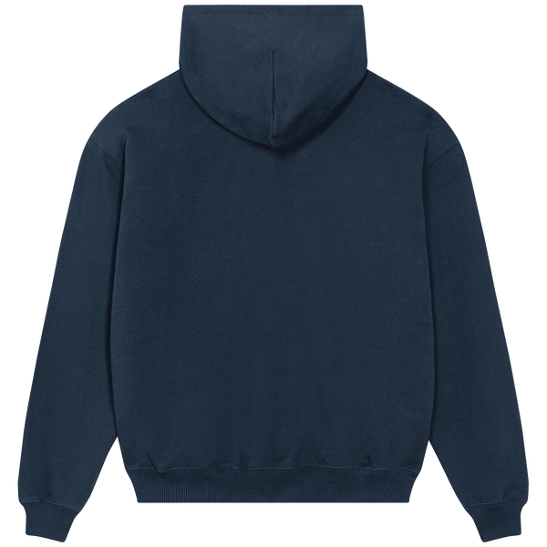 Sweatshirt hoodie unisexe coupe boxy cooper dry dos French Navy