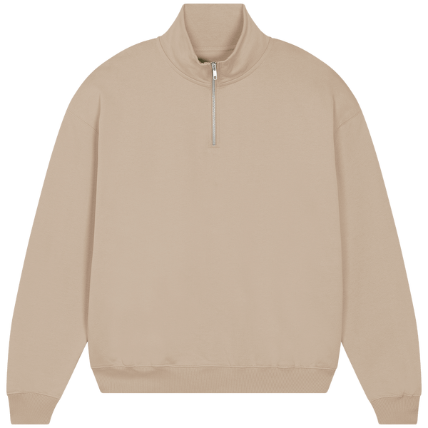 Sweatshirt zip 1 quart unisexe coupe boxy miller dry face Desert Dust