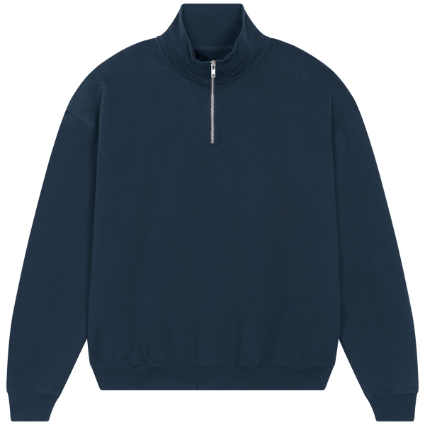 Sweatshirt zip 1 quart unisexe coupe boxy miller dry face French Navy