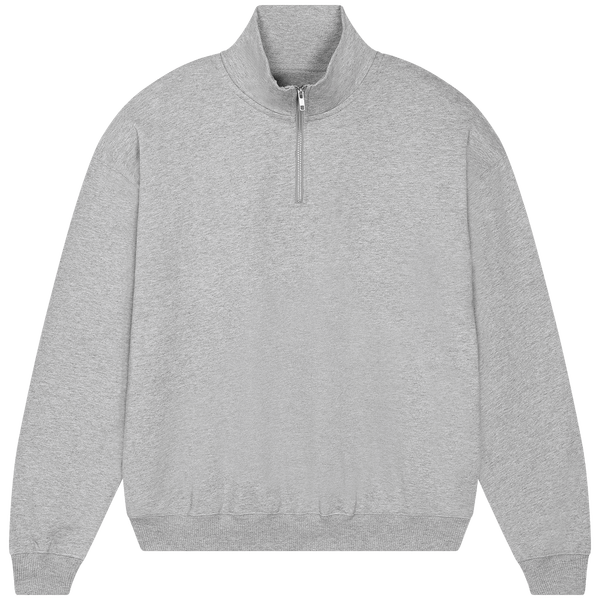 Sweatshirt zip 1 quart unisexe coupe boxy miller dry face Heather Grey