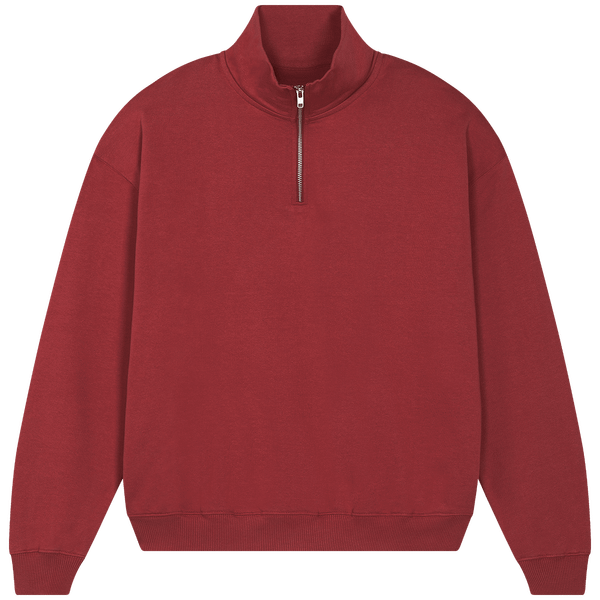 Sweatshirt zip 1 quart unisexe coupe boxy miller dry face Red Earth