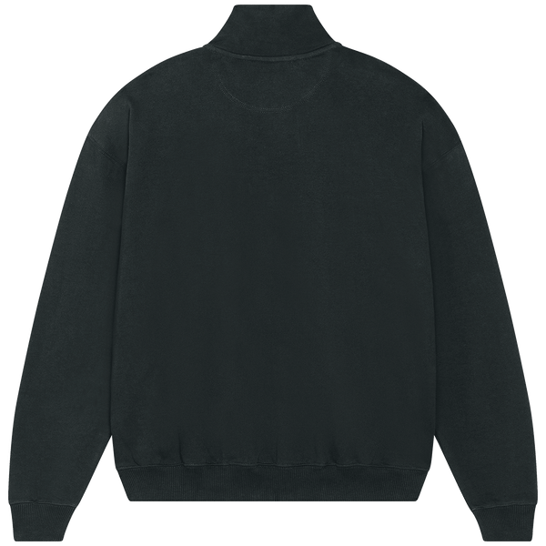 Sweatshirt zip 1 quart unisexe coupe boxy miller dry dos Black