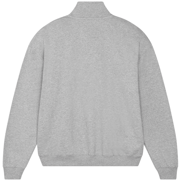 Sweatshirt zip 1 quart unisexe coupe boxy miller dry dos Heather Grey