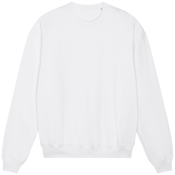 Sweat shirt col rond unisexe boxy ledger dry face White