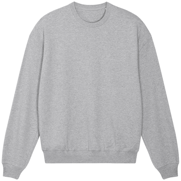 Sweat shirt col rond unisexe boxy ledger dry face Heather Grey