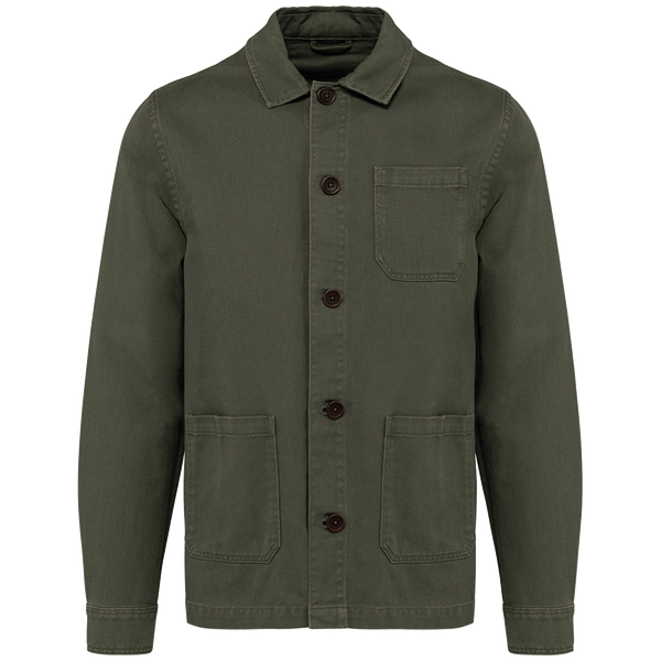 Veste style atelier delavee homme face Washed Organic Khaki