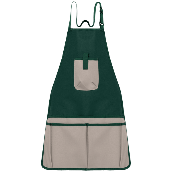 Tablier De Jardinier Écoresponsable Unisexe À Personnaliser En Broderie Et Flex. Bottle Green / Beige
