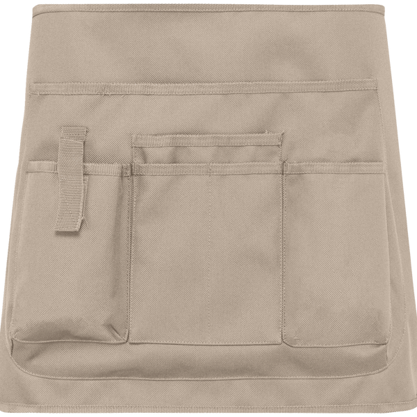 Tablier court de jardinage ecoresponsable unisexe face Beige