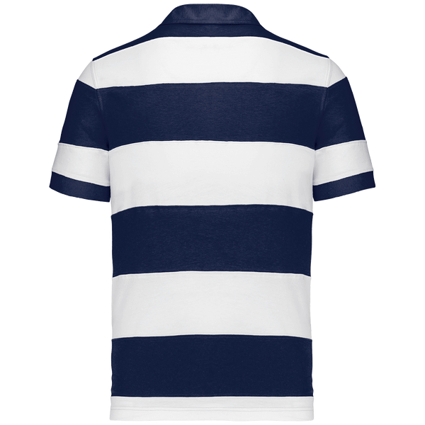 Polo rugby raye manches courtes dos Navy / White