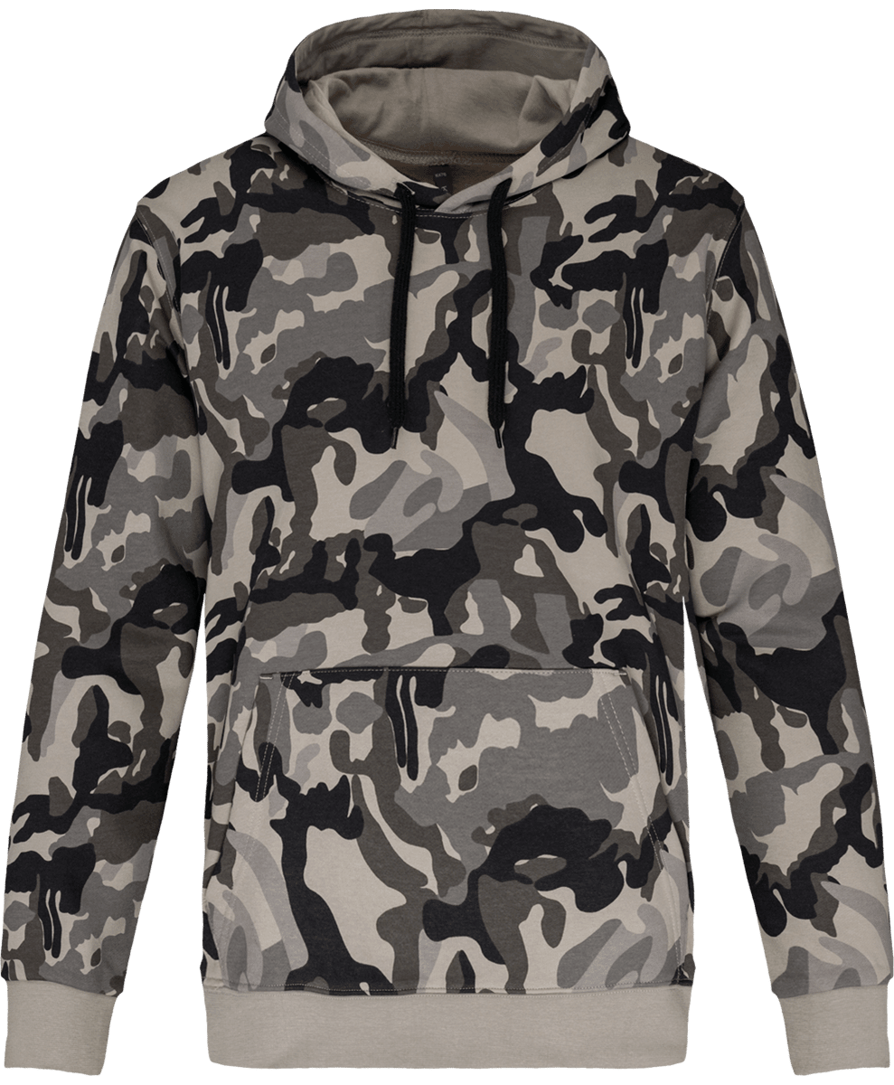 Sweat Shirt À Capuche Personnalise Grey Camouflage
